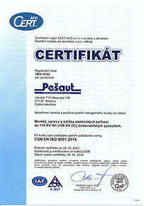 Certifikát ČSN EN ISO 9001:2016